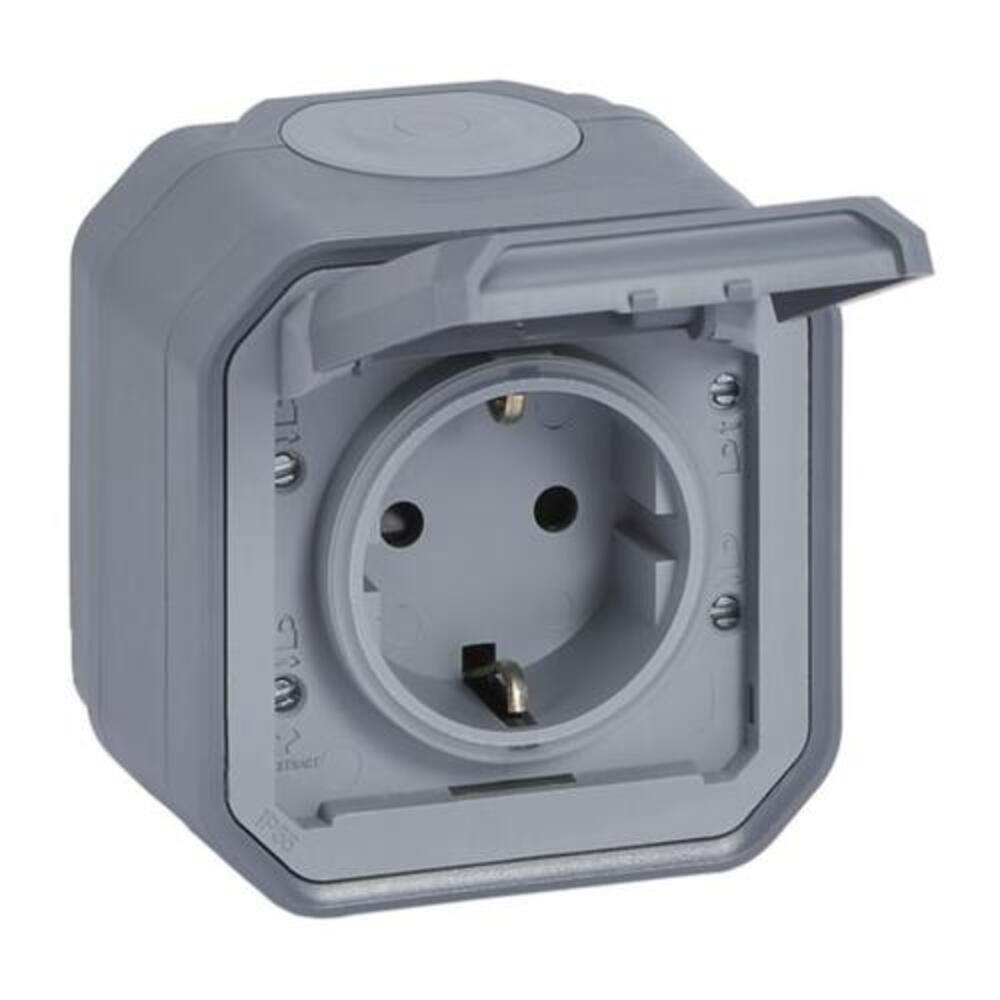 PLEXO 1-OSAINEN PISTORASIA PINTA HARMAA IP55