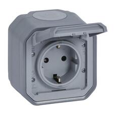PLEXO 1-OSAINEN PISTORASIA PINTA HARMAA IP55