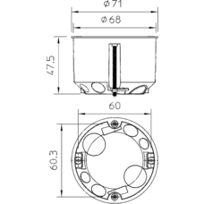 HG 60 Ø68 SYVYYS=45MM KOJERASIA LEVYSEINÄÄN