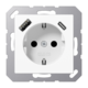 JUNG AS VALKOINEN USB TAPE A + TAPE C PISTORASIA SYVYYS=48MM