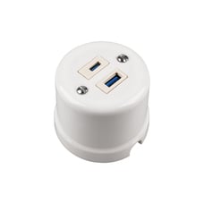 FND PINTA USB A+C LATAUSPISTORASIA VALKOINEN POSLIINI